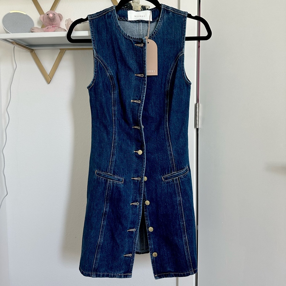 “Meshki Denim Mini Dress”, new with tag!!